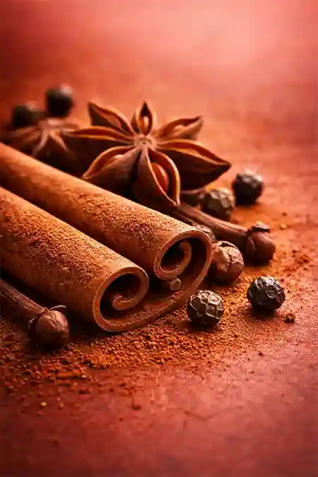 دارچین، هل و وانیل در تصویر گروه عطرهای ادویه‌ای و شرقی