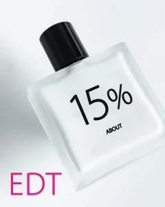 عطر ادوتویلت با غلظت حدود 15 درصد روی شیشه